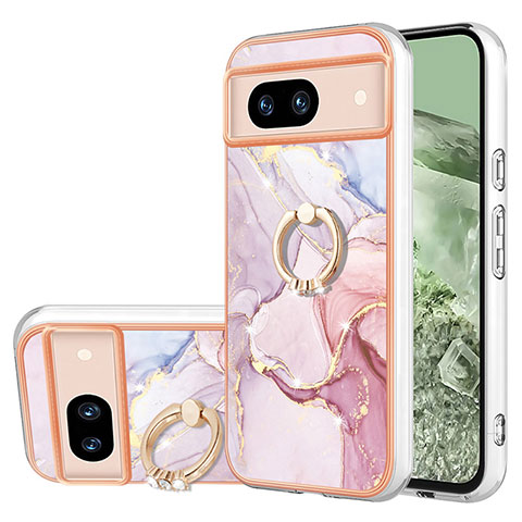 Custodia Silicone Gel Morbida Fantasia Modello Cover con Anello Supporto YB5 per Google Pixel 8a 5G Rosa