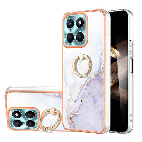 Custodia Silicone Gel Morbida Fantasia Modello Cover con Anello Supporto YB5 per Huawei Honor X8b Bianco