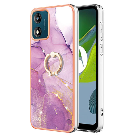 Custodia Silicone Gel Morbida Fantasia Modello Cover con Anello Supporto YB5 per Motorola Moto E13 Lavanda