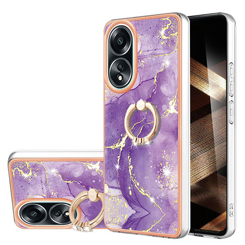 Custodia Silicone Gel Morbida Fantasia Modello Cover con Anello Supporto YB5 per Oppo A58 4G Viola