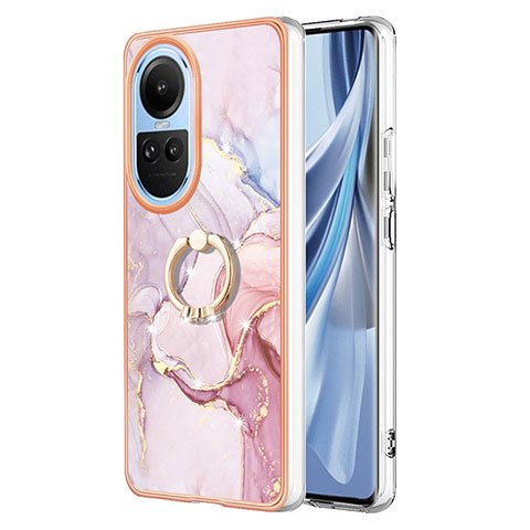 Custodia Silicone Gel Morbida Fantasia Modello Cover con Anello Supporto YB5 per Oppo Reno10 Pro 5G Rosa