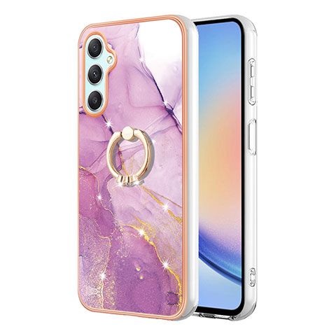 Custodia Silicone Gel Morbida Fantasia Modello Cover con Anello Supporto YB5 per Samsung Galaxy A24 4G Lavanda