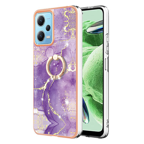 Custodia Silicone Gel Morbida Fantasia Modello Cover con Anello Supporto YB5 per Xiaomi Poco X5 5G Viola