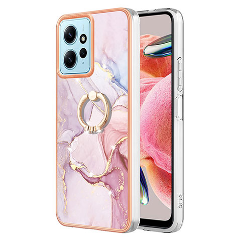 Custodia Silicone Gel Morbida Fantasia Modello Cover con Anello Supporto YB5 per Xiaomi Redmi Note 12 4G Rosa