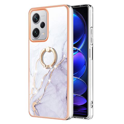 Custodia Silicone Gel Morbida Fantasia Modello Cover con Anello Supporto YB5 per Xiaomi Redmi Note 12 Explorer Bianco