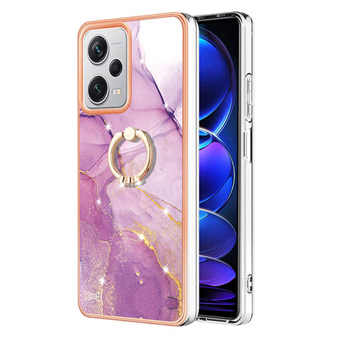 Custodia Silicone Gel Morbida Fantasia Modello Cover con Anello Supporto YB5 per Xiaomi Redmi Note 12 Pro+ Plus 5G Lavanda