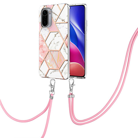 Custodia Silicone Gel Morbida Fantasia Modello Cover con Cinghia Cordino Mano Y01B per Xiaomi Mi 11X Pro 5G Rosa