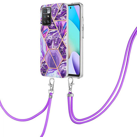 Custodia Silicone Gel Morbida Fantasia Modello Cover con Cinghia Cordino Mano Y01B per Xiaomi Redmi Note 11 4G (2021) Viola