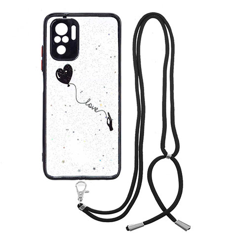 Custodia Silicone Gel Morbida Fantasia Modello Cover con Cinghia Cordino Mano Y01X per Xiaomi Poco M5S Nero