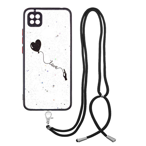 Custodia Silicone Gel Morbida Fantasia Modello Cover con Cinghia Cordino Mano Y01X per Xiaomi Redmi 9C Nero