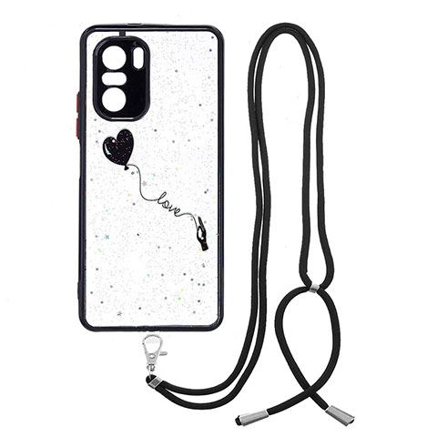 Custodia Silicone Gel Morbida Fantasia Modello Cover con Cinghia Cordino Mano Y01X per Xiaomi Redmi K40 Pro 5G Nero