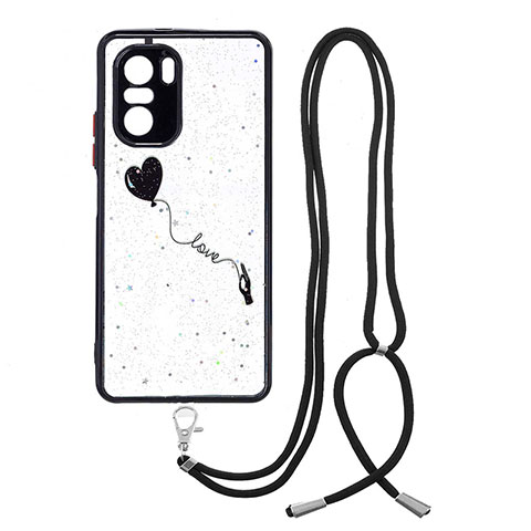 Custodia Silicone Gel Morbida Fantasia Modello Cover con Cinghia Cordino Mano Y01X per Xiaomi Redmi K40 Pro+ Plus 5G Nero