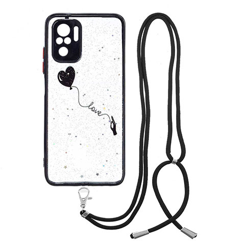 Custodia Silicone Gel Morbida Fantasia Modello Cover con Cinghia Cordino Mano Y01X per Xiaomi Redmi Note 11 SE India 4G Nero