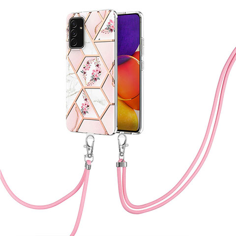 Custodia Silicone Gel Morbida Fantasia Modello Cover con Cinghia Cordino Mano Y02B per Samsung Galaxy A54 5G Rosa