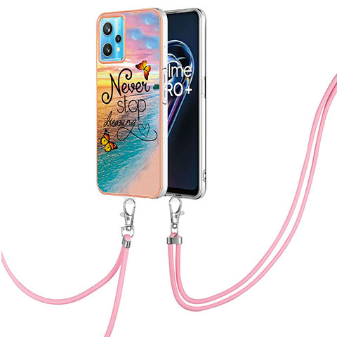 Custodia Silicone Gel Morbida Fantasia Modello Cover con Cinghia Cordino Mano Y03B per Realme Narzo 50 Pro 5G Multicolore