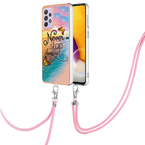 Custodia Silicone Gel Morbida Fantasia Modello Cover con Cinghia Cordino Mano Y03B per Samsung Galaxy A23 4G Multicolore