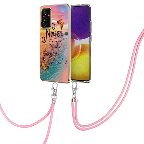 Custodia Silicone Gel Morbida Fantasia Modello Cover con Cinghia Cordino Mano Y03B per Samsung Galaxy A34 5G Multicolore