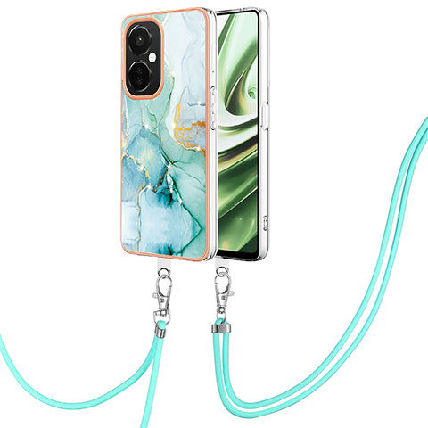 Custodia Silicone Gel Morbida Fantasia Modello Cover con Cinghia Cordino Mano Y05B per OnePlus Nord CE 3 5G Verde