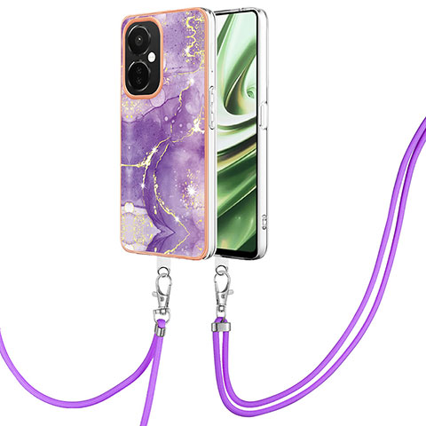 Custodia Silicone Gel Morbida Fantasia Modello Cover con Cinghia Cordino Mano Y05B per OnePlus Nord CE 3 Lite 5G Viola