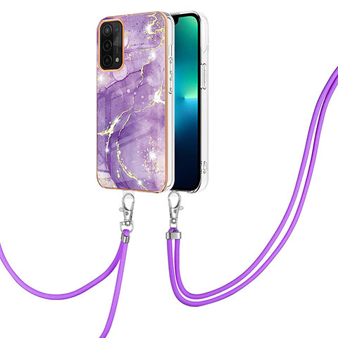 Custodia Silicone Gel Morbida Fantasia Modello Cover con Cinghia Cordino Mano Y05B per OnePlus Nord N200 5G Viola