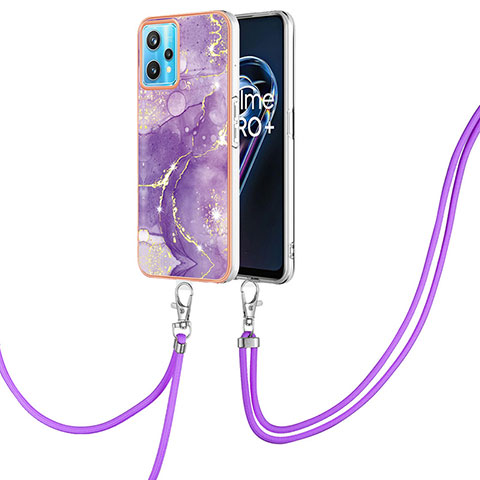 Custodia Silicone Gel Morbida Fantasia Modello Cover con Cinghia Cordino Mano Y05B per Realme 9 Pro 5G Viola