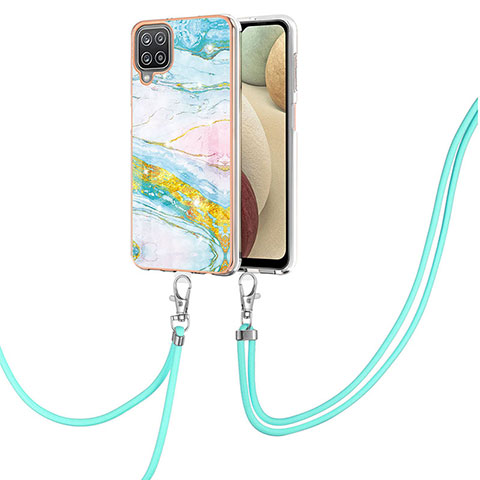 Custodia Silicone Gel Morbida Fantasia Modello Cover con Cinghia Cordino Mano Y05B per Samsung Galaxy A12 Nacho Colorato