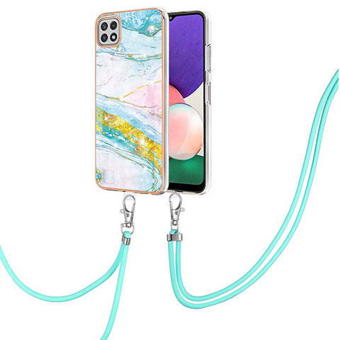 Custodia Silicone Gel Morbida Fantasia Modello Cover con Cinghia Cordino Mano Y05B per Samsung Galaxy A22s 5G Colorato