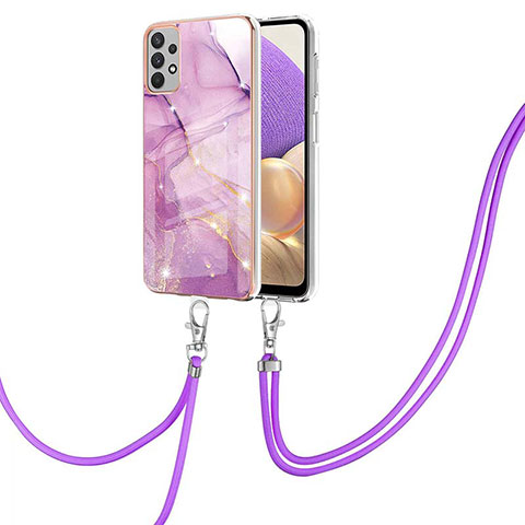 Custodia Silicone Gel Morbida Fantasia Modello Cover con Cinghia Cordino Mano Y05B per Samsung Galaxy A33 5G Lavanda