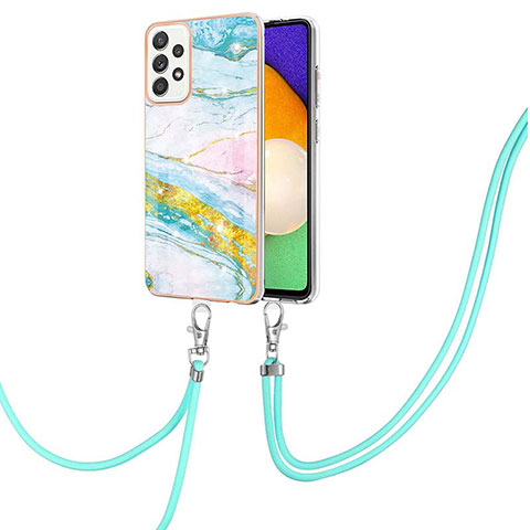 Custodia Silicone Gel Morbida Fantasia Modello Cover con Cinghia Cordino Mano Y05B per Samsung Galaxy A52s 5G Colorato