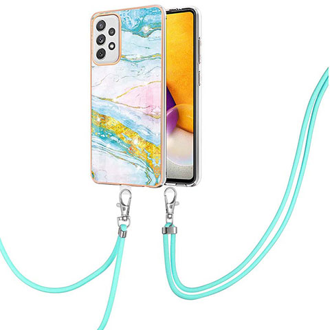 Custodia Silicone Gel Morbida Fantasia Modello Cover con Cinghia Cordino Mano Y05B per Samsung Galaxy A72 4G Colorato