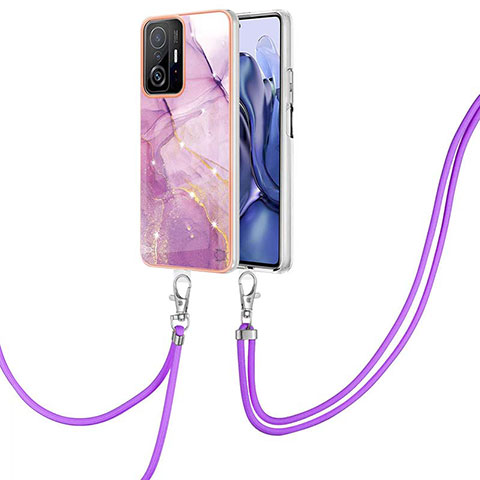 Custodia Silicone Gel Morbida Fantasia Modello Cover con Cinghia Cordino Mano Y05B per Xiaomi Mi 11T Pro 5G Lavanda