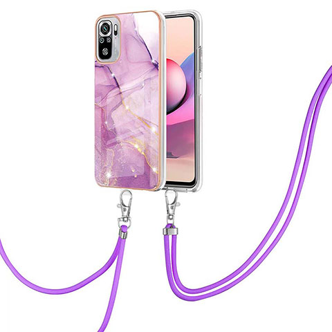 Custodia Silicone Gel Morbida Fantasia Modello Cover con Cinghia Cordino Mano Y05B per Xiaomi Poco M5S Lavanda