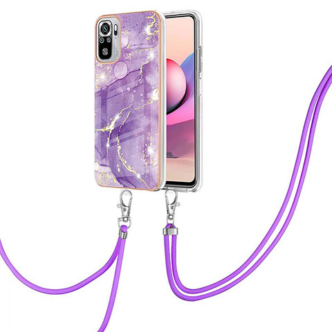 Custodia Silicone Gel Morbida Fantasia Modello Cover con Cinghia Cordino Mano Y05B per Xiaomi Redmi Note 10 4G Viola