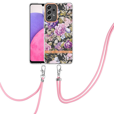 Custodia Silicone Gel Morbida Fantasia Modello Cover con Cinghia Cordino Mano Y06B per Samsung Galaxy A33 5G Lavanda