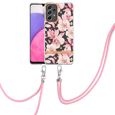 Custodia Silicone Gel Morbida Fantasia Modello Cover con Cinghia Cordino Mano Y06B per Samsung Galaxy A33 5G Rosa