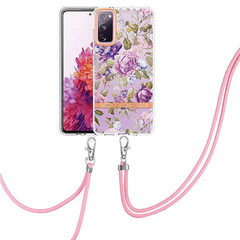 Custodia Silicone Gel Morbida Fantasia Modello Cover con Cinghia Cordino Mano Y06B per Samsung Galaxy S20 Lite 5G Lavanda