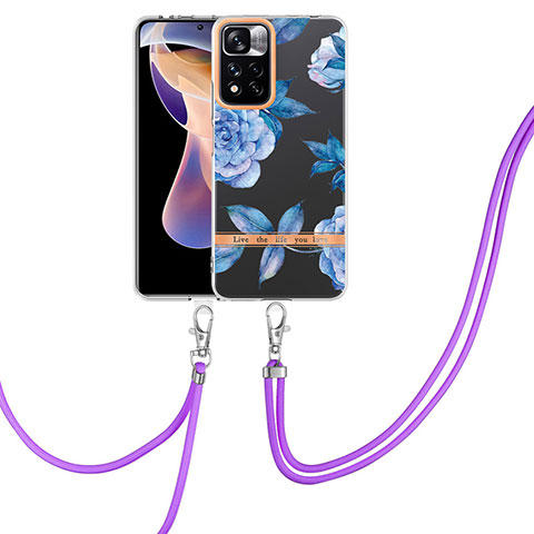 Custodia Silicone Gel Morbida Fantasia Modello Cover con Cinghia Cordino Mano Y06B per Xiaomi Mi 11i 5G (2022) Blu