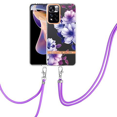 Custodia Silicone Gel Morbida Fantasia Modello Cover con Cinghia Cordino Mano Y06B per Xiaomi Mi 11i 5G (2022) Viola