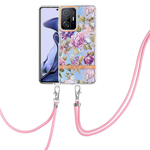 Custodia Silicone Gel Morbida Fantasia Modello Cover con Cinghia Cordino Mano Y06B per Xiaomi Mi 11T 5G Lavanda