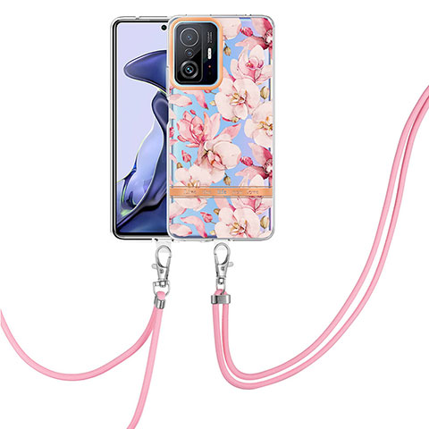 Custodia Silicone Gel Morbida Fantasia Modello Cover con Cinghia Cordino Mano Y06B per Xiaomi Mi 11T Pro 5G Rosa