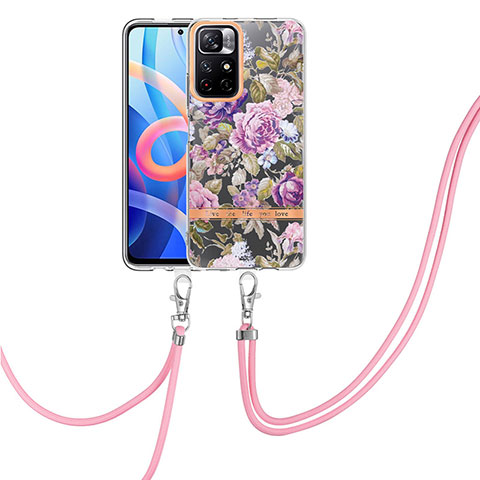 Custodia Silicone Gel Morbida Fantasia Modello Cover con Cinghia Cordino Mano Y06B per Xiaomi Poco M4 Pro 5G Lavanda