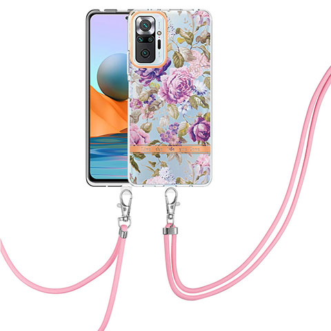 Custodia Silicone Gel Morbida Fantasia Modello Cover con Cinghia Cordino Mano Y06B per Xiaomi Redmi Note 10 Pro 4G Lavanda