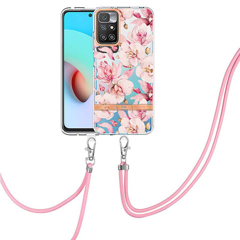 Custodia Silicone Gel Morbida Fantasia Modello Cover con Cinghia Cordino Mano Y06B per Xiaomi Redmi Note 11 4G (2021) Rosa