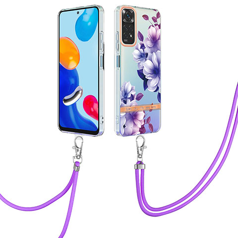 Custodia Silicone Gel Morbida Fantasia Modello Cover con Cinghia Cordino Mano Y06B per Xiaomi Redmi Note 11 4G (2022) Viola