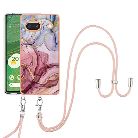 Custodia Silicone Gel Morbida Fantasia Modello Cover con Cinghia Cordino Mano Y07B per Google Pixel 7a 5G Multicolore