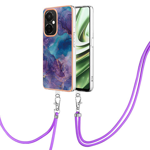 Custodia Silicone Gel Morbida Fantasia Modello Cover con Cinghia Cordino Mano Y07B per OnePlus Nord CE 3 Lite 5G Viola