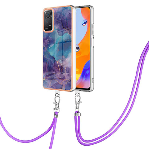 Custodia Silicone Gel Morbida Fantasia Modello Cover con Cinghia Cordino Mano YB1 per Xiaomi Redmi Note 11 Pro 5G Viola