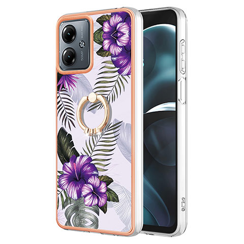 Custodia Silicone Gel Morbida Fantasia Modello Cover con Cinghia Cordino Mano YB3 per Motorola Moto G14 Viola