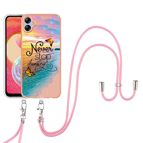 Custodia Silicone Gel Morbida Fantasia Modello Cover con Cinghia Cordino Mano YB3 per Samsung Galaxy A04 4G Multicolore