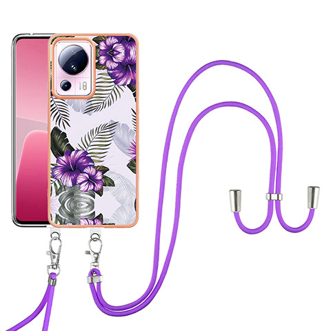 Custodia Silicone Gel Morbida Fantasia Modello Cover con Cinghia Cordino Mano YB3 per Xiaomi Civi 2 5G Viola